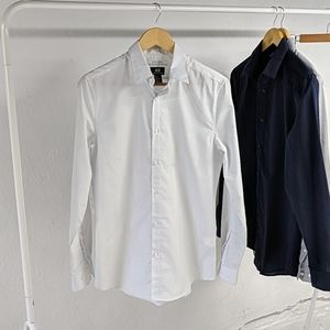 NWOT Men's H&M White & Dots Slim Fit Dress Shirt